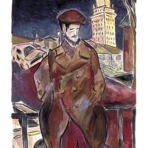 limited edition print of man on a bridge by bob dylan