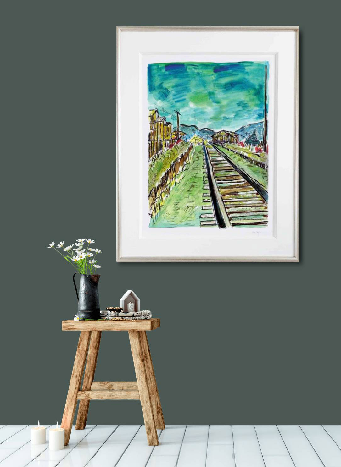 Bob Dylan americana green train print collectable artist investment 2008 musician contemporary framed inroom
